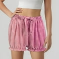 thumbnail image 2 of GEWSEY Women Gingham Boy Drewstring Shorts Smocked Plaid Bloomers Cute Frill Ruffle Sexy Micro Shorts Bottoms Y2k Pettipants (Red, XL), 2 of 6