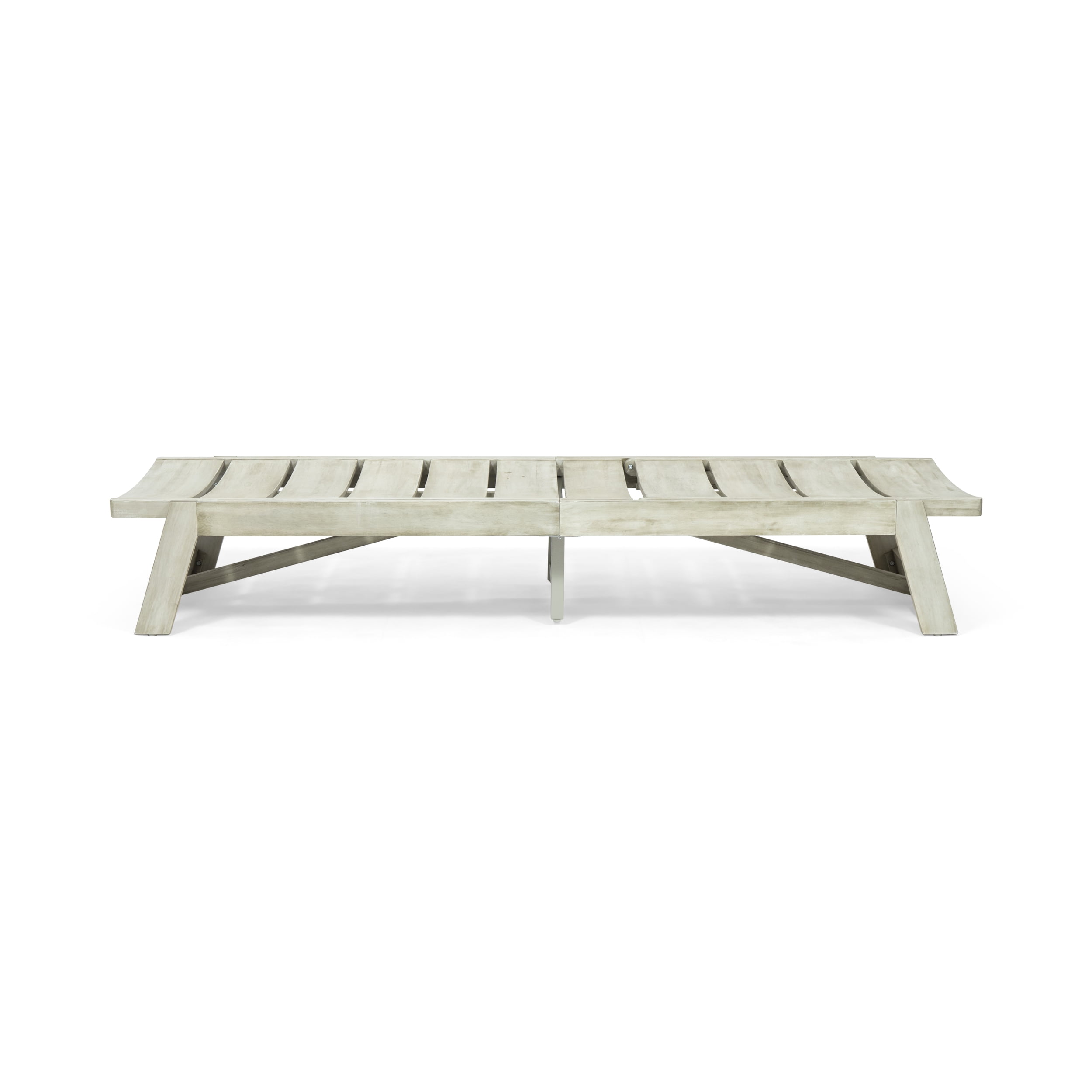 Cullen Outdoor Wood and Iron Chaise Lounges, Set of 2, Light Gray and Gray