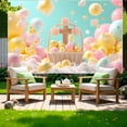 thumbnail image 4 of TIMIFIS Polyester Fiber Background Cl Oth, Spring Wreath Fence Easter Photo Material Photography Background Cloth Home Decor, 4 of 6