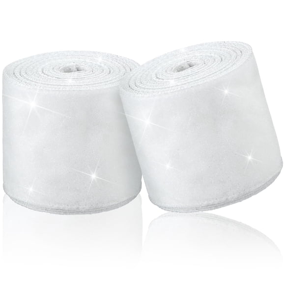 Cinta decorativa con forma de ciervo, 6,3 cm x 18,4 m, borde alámbrico blanco