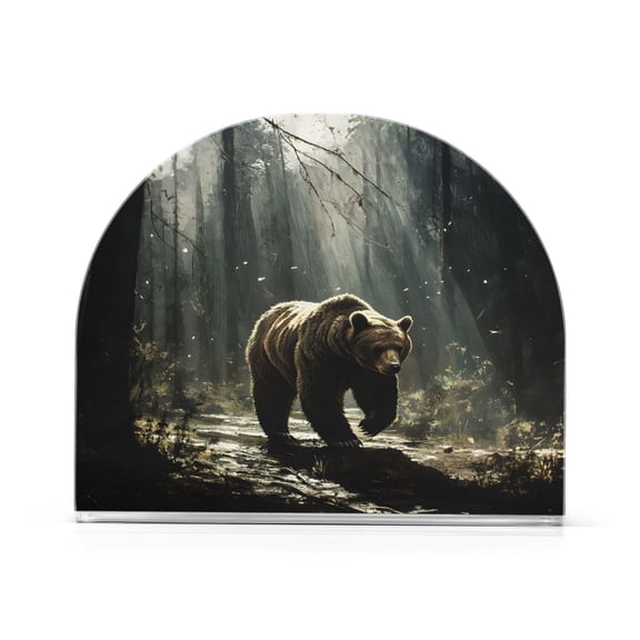 Ryvnso A Big Bear in Forest Acrylic Napkin Holder Table Kitchen Paper Tissue Organization