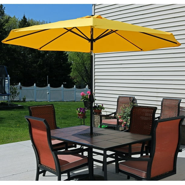 Sunnydaze 9 Foot Outdoor Patio Umbrella PushButton Tilt & Crank
