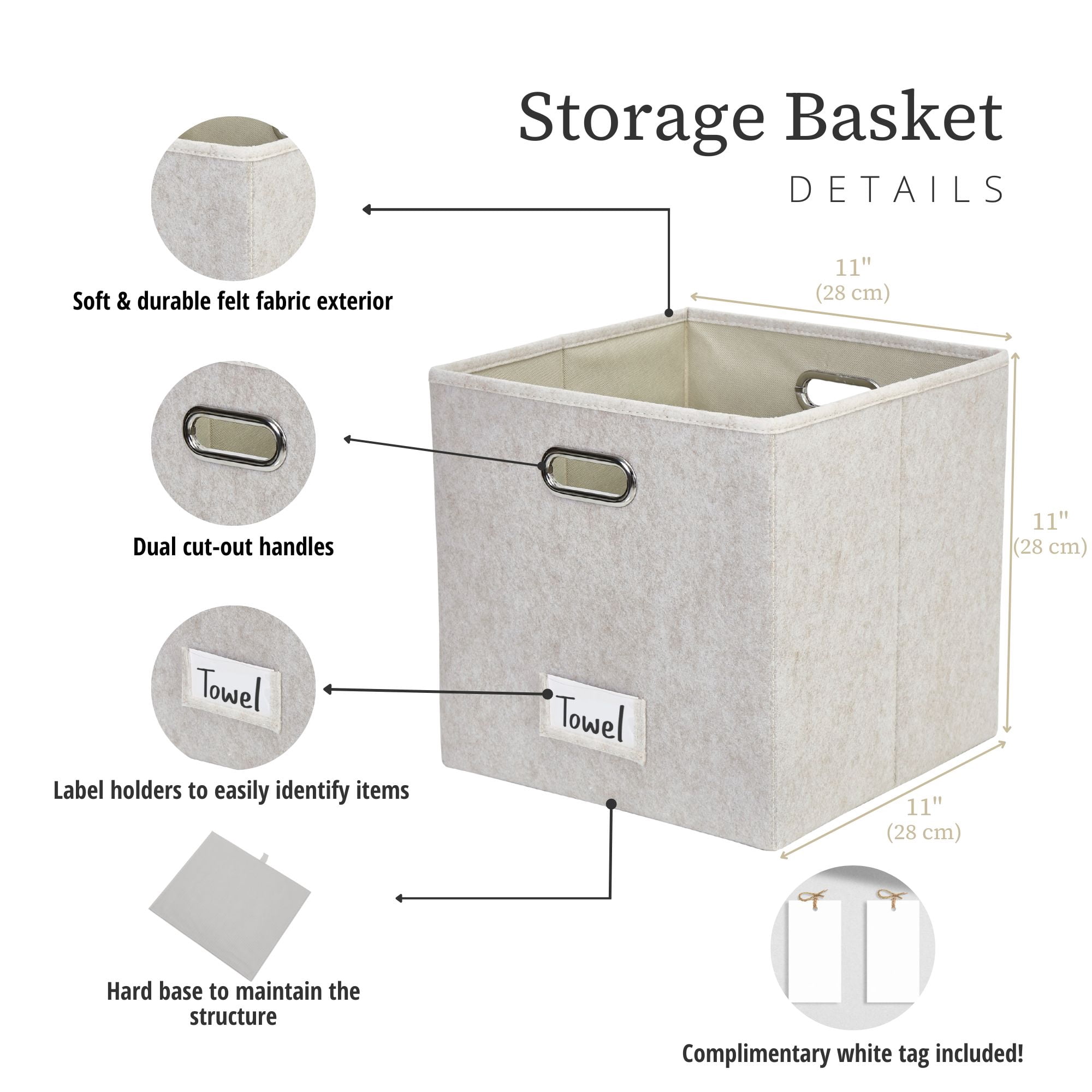 DECOMOMO Felt Fabric Storage Bin | Cube Storage Bin | Closet Organizers | Set of 6, Beige