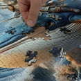 thumbnail image 4 of Ambesonne Funny Jigsaw Puzzle, Noble Warrior Cat on a Whale, Heirloom-Quality Fun Activity for Family Durable Cardboard, 1000 pcs, Sea Blue Peach Beige, 4 of 5