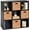 Black, variant on 9-Cube Storage Organizer, 11in Shelf Opening, Bookcase, Display Shelf, Customizable w/ 3 Removable Back Panels - Walnut