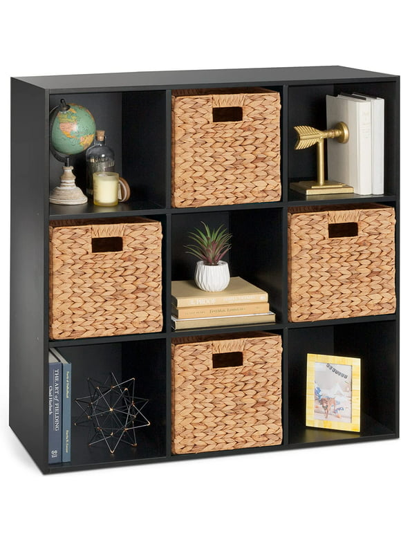 FENGPU 9-Cube Sturdy Storage Shelf Cubby Organizer Bookcase System for Nursery, Kids Room, Living Room, Kitchen, and Closet  Black