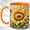 Orange, variant on Geometric Sunflower Coffee Mug, Floral Garden Mug, Ceramic 11 oz
