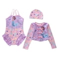 thumbnail image 2 of Toddler Girl Swimsuit Size 8-10Y Print Thin Strap One Piece Swimsuit with Swimsuit Jacket Swim Cap 3 Piece Bathing Suits for Girls, 2 of 6