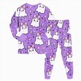 thumbnail image 5 of TOWED22 Boys Girls Halloween Pajamas Cotton Pumpkin Head Glow Print Pjs Toddler 2 Piece Ghost Sleepwear Kids Holiday Clothes Set(Purple,5-6 Y), 5 of 9