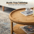 thumbnail image 4 of YINGYING 31.3" Round Coffee Table, 2 Tier Boho Circle Wood Center Table with Storage Shelf & Solid Wood Legs for Living Room, 4 of 7