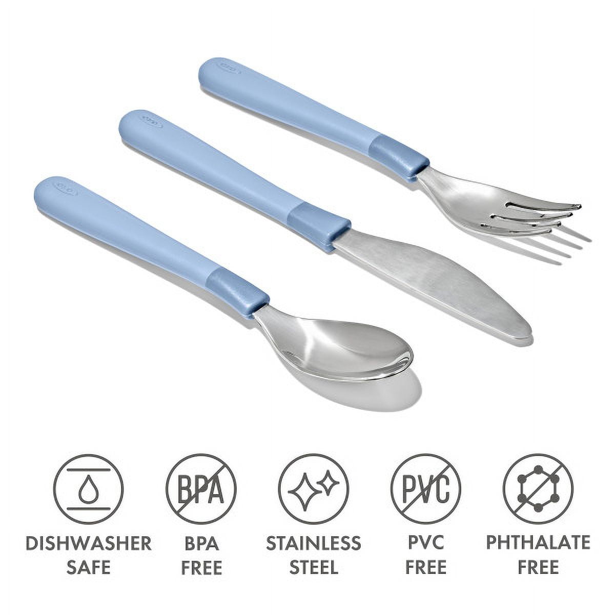 OXO Tot 3-Piece Stainless Steel Flatware Set for Kids Ages 3+, Dusk