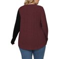 thumbnail image 3 of NISVIYA Women Winter Plus Size Fashion Button Decor Blouses Lightweight Crewneck Tops Wine Red, 3 of 6