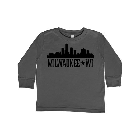 

Inktastic Milwaukee Wisconsin City Skyline Gift Toddler Boy or Toddler Girl Long Sleeve T-Shirt