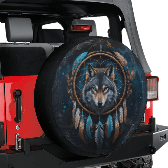Lotusprinthandmade Wolf Lovers Spare Tire Cover Without Backup Camera Hole 6 Sizes (27 in.), 3d Wolf Tire Cover