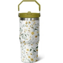 Flower Leakproof Tumbler with Lid and Straw Double Wall Vacuum Stainless Steel,30 Oz Watercolor Bouquet Cup, Water Bottle,Travel Coffee Mug,Flowers Decor,Accessories