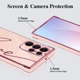 thumbnail image 5 of Compatible for Samsung Galaxy S22 Ultra 5G 6.8" Case with Cute Side Love Heart and Plating Love Letter Pattern Case for Women Girls Shockproof Soft TPU Full Camera Lens Protection Case-Pink, 5 of 14