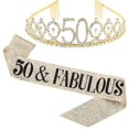 thumbnail image 1 of Women Glittering Rhinestone Letter Print Sash Tiara Set Birthday Party Supplies, 1 of 4