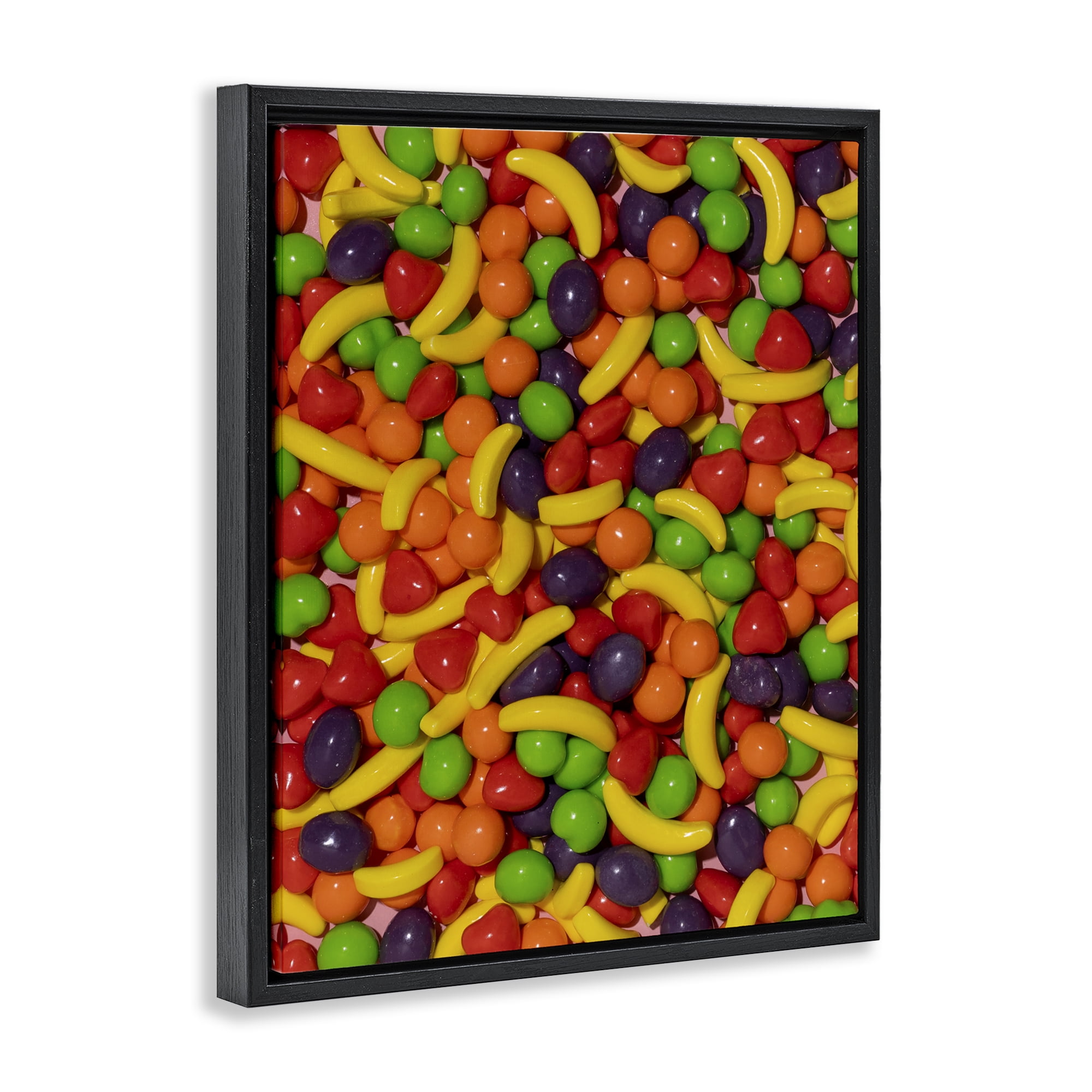 Stupell Industries Retro Assorted Fruit Candy Black Framed Floater Canvas Wall Art, design by LISH Creative