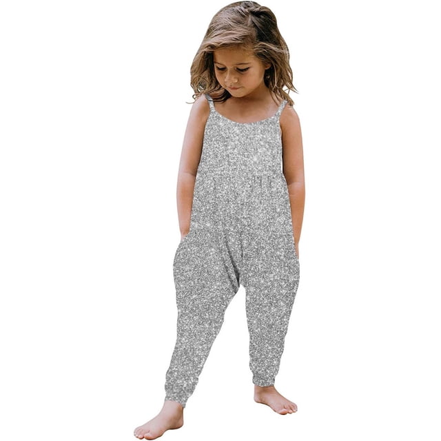 LSLJS Tout-Petit Girls Enfants Impression Jumpsuit Combinaison à Bretelles Summer Outfits Clothes, Girls' Jumpsuits & Rompers Summer Clothes