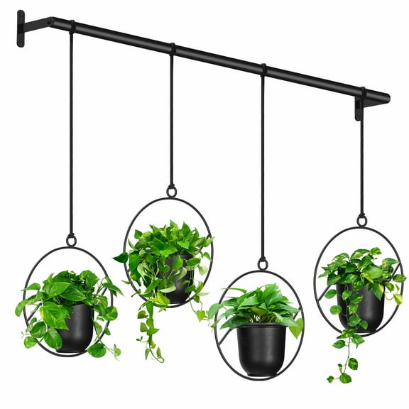 4pcs Hanging Planters, Indoor Metal Plant Hanger with Plastic Pots