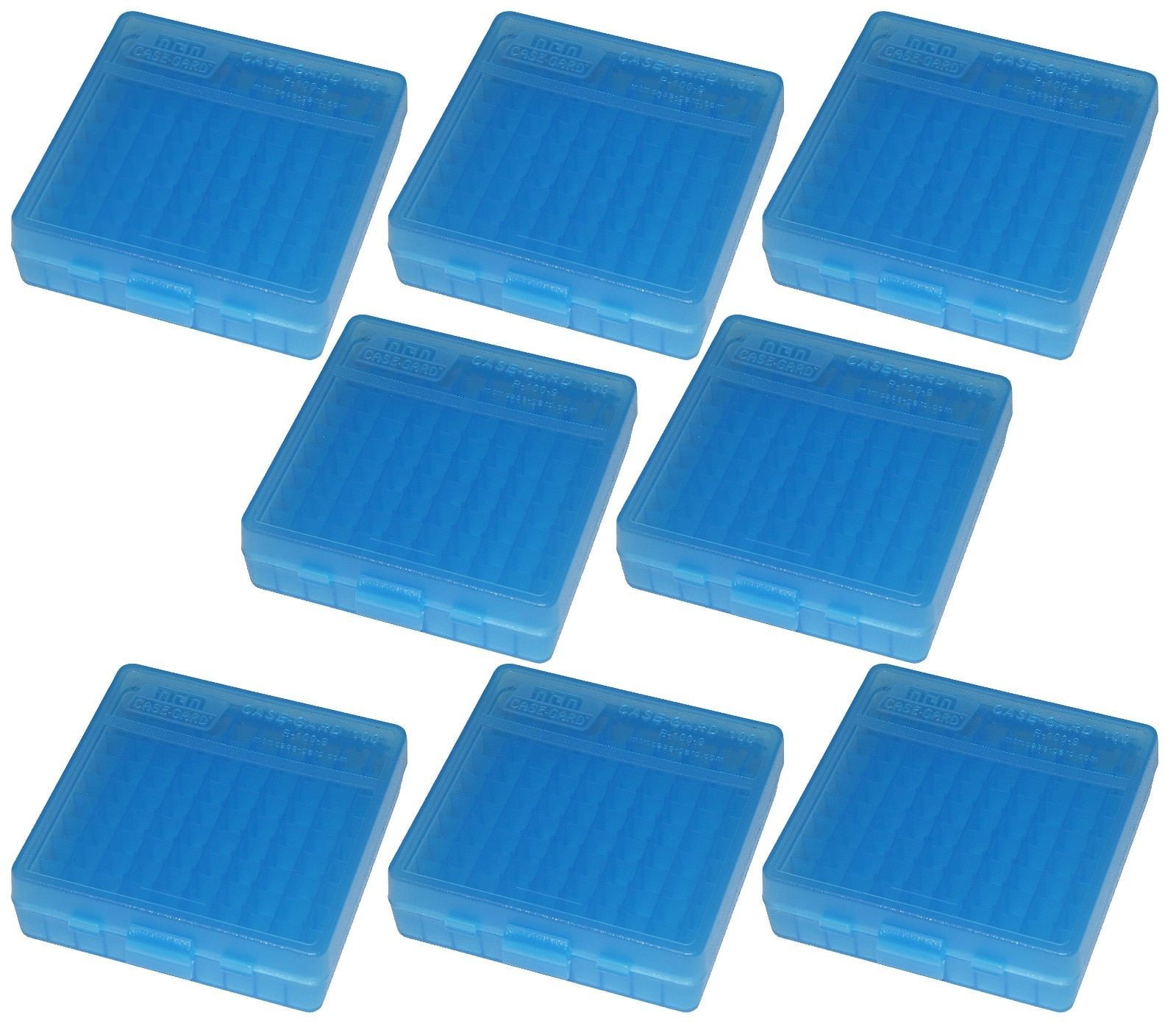 and More MTM Case-Gard 100-Round Pistol Ammo Clear Blue Box 38 30 Luger 9mm 