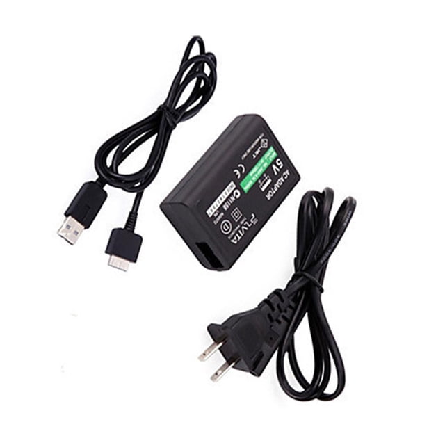 Inteprter Enchufe de EE. UU. para el hogar Fuente de alimentación Adaptador de CA con cable de carga de datos USB para PSVITA PS Vita PSV 1000 Videojuegos y accesorios