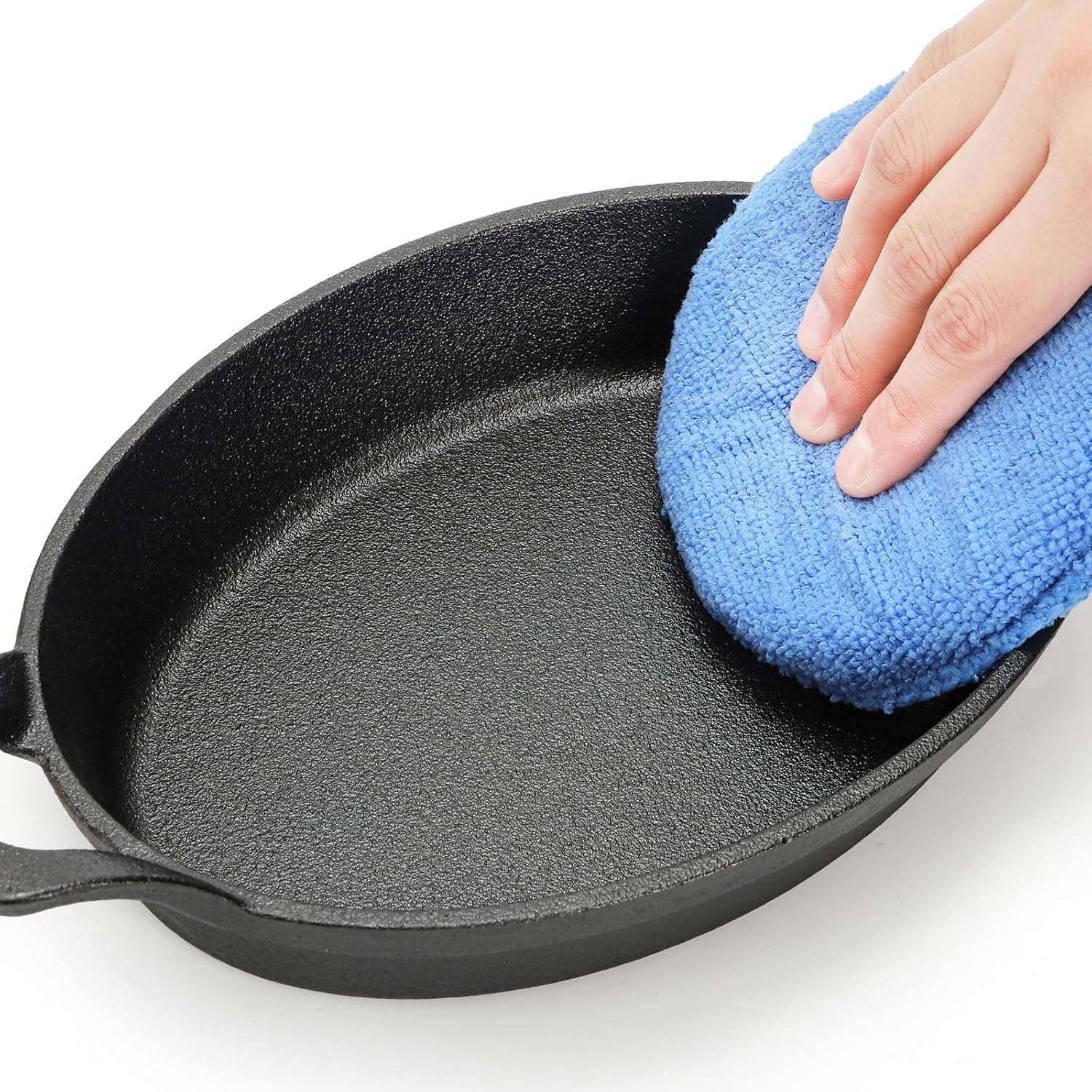 4 Pack Mini Cast Iron Fajita Skillet Set with Wooden Base, 8.5 Inch Sizzling Plate for Steak Pizza Baking