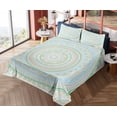 thumbnail image 4 of Ambesonne Mandala Fitted & Top Sheet Set with Shams, Oriental Motif Pastel Tone, Pale Blue Pale Sepia, 4 of 5