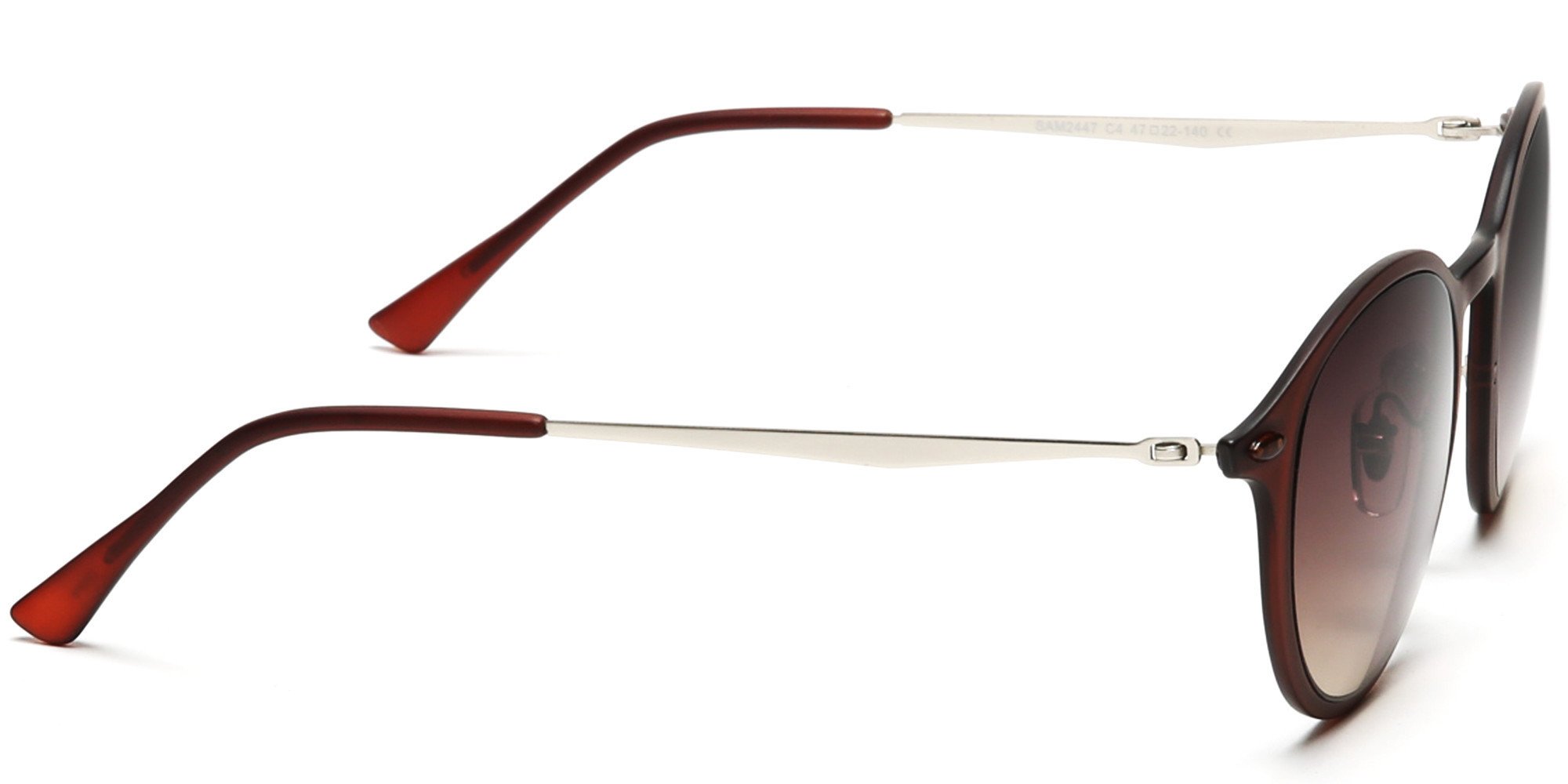 Round Liz-LA Designer Fashion Sunglasses TR90 Frame Red Brown - Red - image 4 of 4