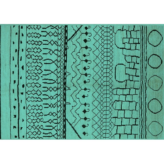 Ahgly Company Indoor Rectangle Solid Turquoise Blue Modern Area Rugs, 6' x 9'