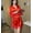 Red, variant on QUNYINEY Silk Women Robe Blue Solid Bathrobe Short Kimono V Neck Lace 3/4 Sleeves Lightweight Tie Sleepwear