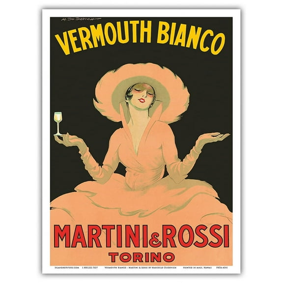 Vermouth Bianco - Martini & Rossi - Torino (Turin) Italy - Vintage Advertising Poster by Marcello Dudovich Unknown - Master Art Print (Unframed) 9in x 12in