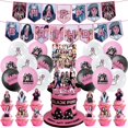 thumbnail image 1 of 102 piezas de decoraciones de cumpleaños de color negro y rosa, suministros para fiestas de niñas de color negro y rosa, incluyen pancarta de cumpleaños, adorno para pastel, adornos para magdalen, 1 of 5