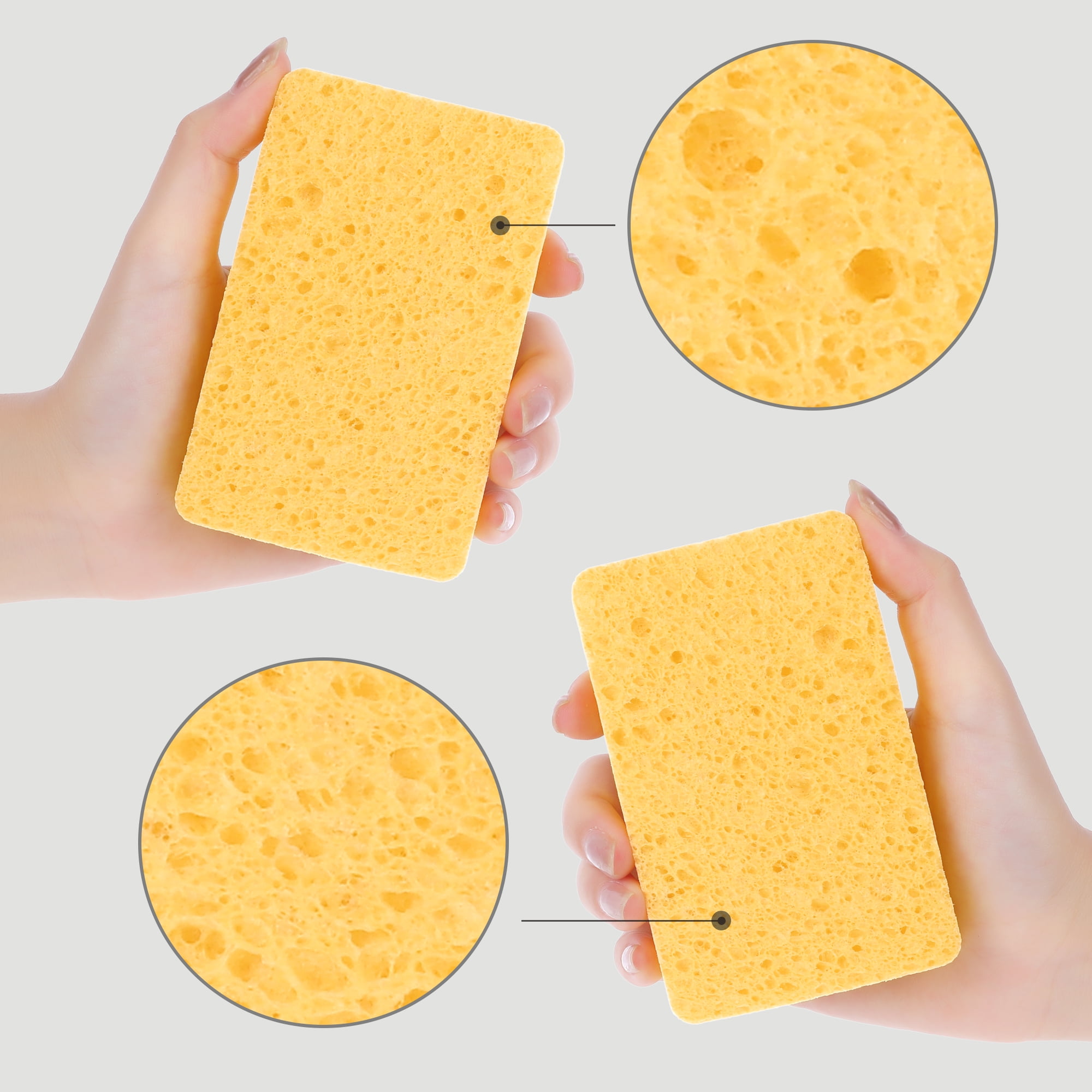 Unique Bargains 6 Pack Non-Scratch Sponges Kitchen Cleaning Sponges Gold 4.3"x2.8"x0.8"