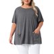 thumbnail image 1 of Blusa casual de talla grande para mujer Agnes Orinda, con cuello redondo, manga corta, color gris, con bolsillos, tamaño 1X, 1 of 6