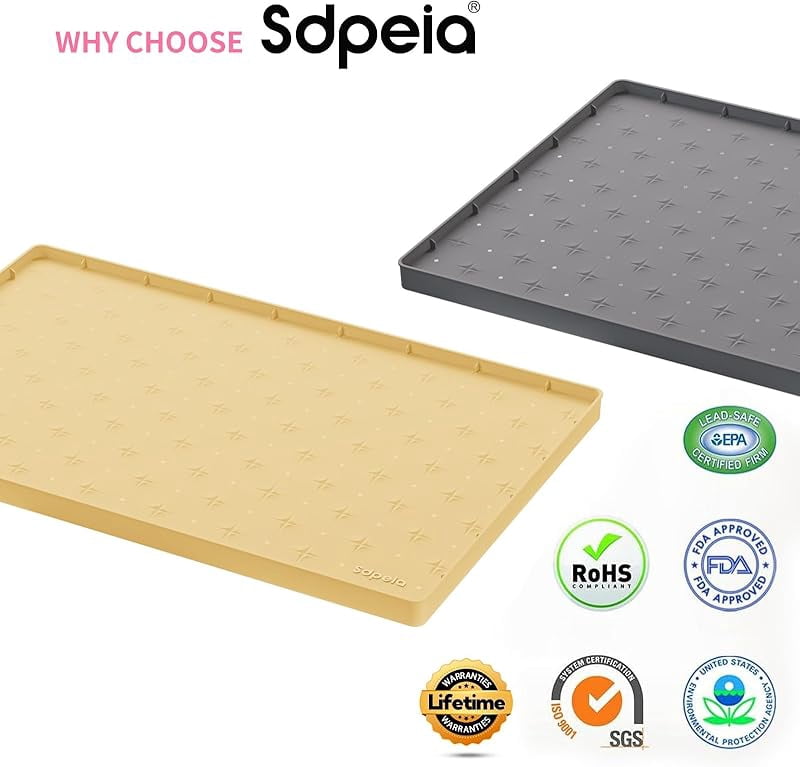 Sdpeia Under Sink Mat for [34" x 22"] Cabinet, Upgraded Silicone Waterproof Kitchen Cabinet Liner Cabinet Protector Kitchen Organizers and Storage