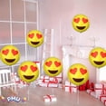 thumbnail image 4 of PMU Smiley Face Balloons 9 inch Pre-Inflated Emoji Smile Balloon with Stick and Fringe Ribbons Smiley Happy Face Decoration for Birthday Wedding Anniversary Bachelorette (Heart Shaped Eyes), 4 of 6