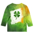thumbnail image 3 of LckLvx Kids St Patricks Day Tops Cute Print 3/4 Sleeve Crewneck Shamrock Graphic Pullover Casual Blouse 3-12 Years, 3 of 5