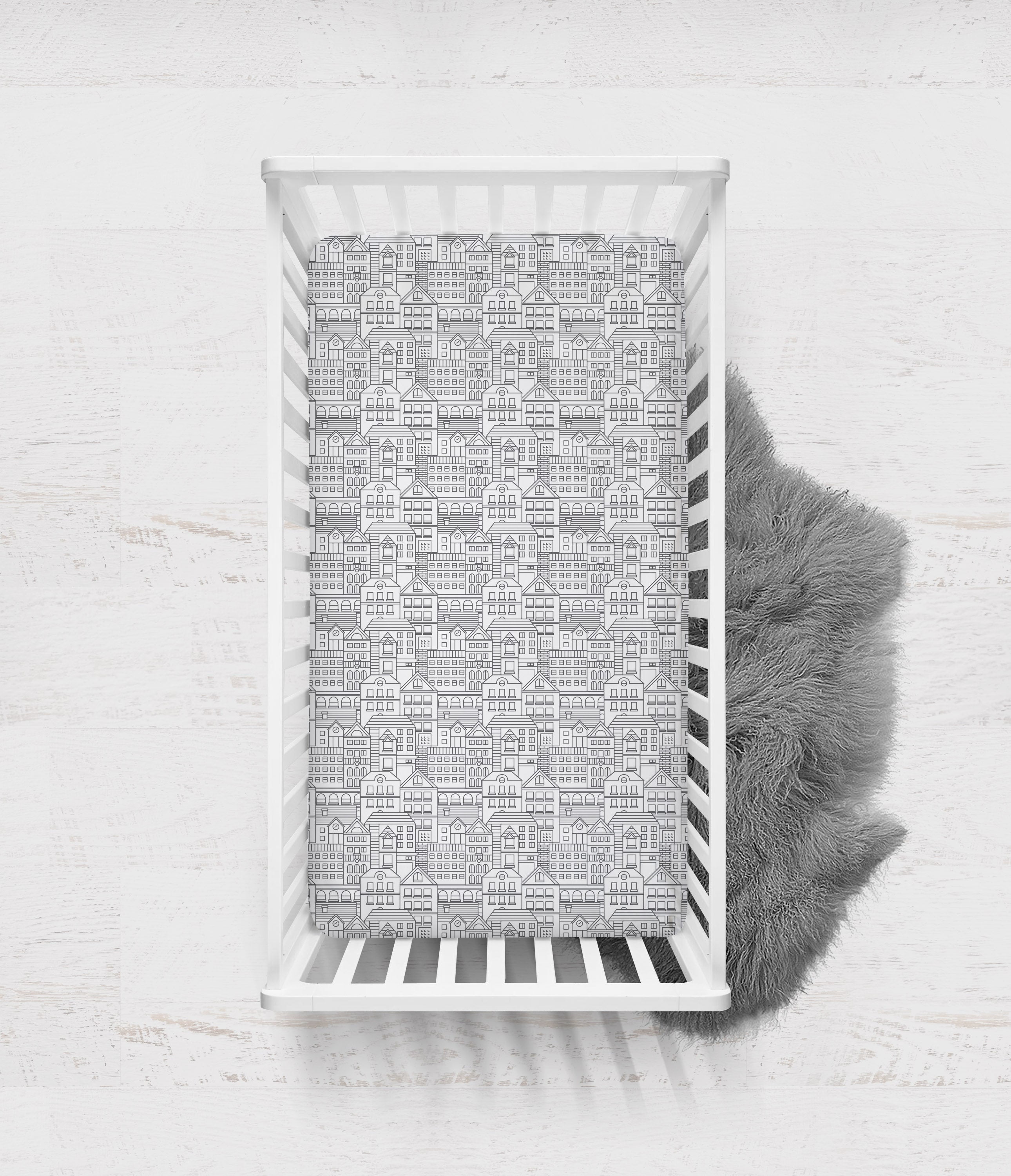 Bacati - Clouds in the City 3-Piece Crib Bedding Set - Mint/Grey Unisex