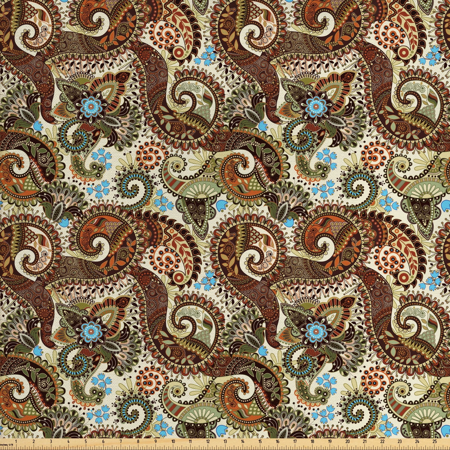 Paisley Fabric by The Yard, Persian Teardrop with a Curved Tip Motif in