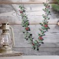 thumbnail image 7 of Christmas Garland For Mantel,Christmas Garland with Green Leaves Wired Artificial Holly Berry Garland Xmas Decorations for Indoor Outdoor Fireplace Mantle Stairs Table Winter New Year Holiday Decor, 7 of 7