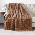 thumbnail image 5 of Home Soft Things Bubble Textured Faux Fur Throw Blanket, Cozy & Reversible, 60x70", Taupe, 5 of 11