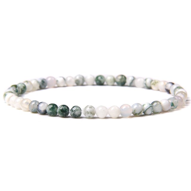 Pulsera de energía de cuentas de Chakra de 4mm, pulsera elástica de piedra de ónix de ágatas redondas naturales, brazaletes para mujeres y hombres, joyería de Yoga hecha a mano Tan Jianjun unisex