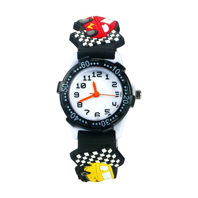 Reloj para niños Reloj de Cuarzo con Correa de Silicona con Esfera Redonda de Dibujos Animados Lindos a Prueba de Agua 3D
