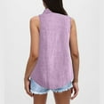 thumbnail image 4 of Purple Tshirts for Womens Sleeveless Tops Casual Down Collared Shirt Linen Tank Tops Loose Fit Blouse Work Outfits Going Out Tops for Women, 4 of 6