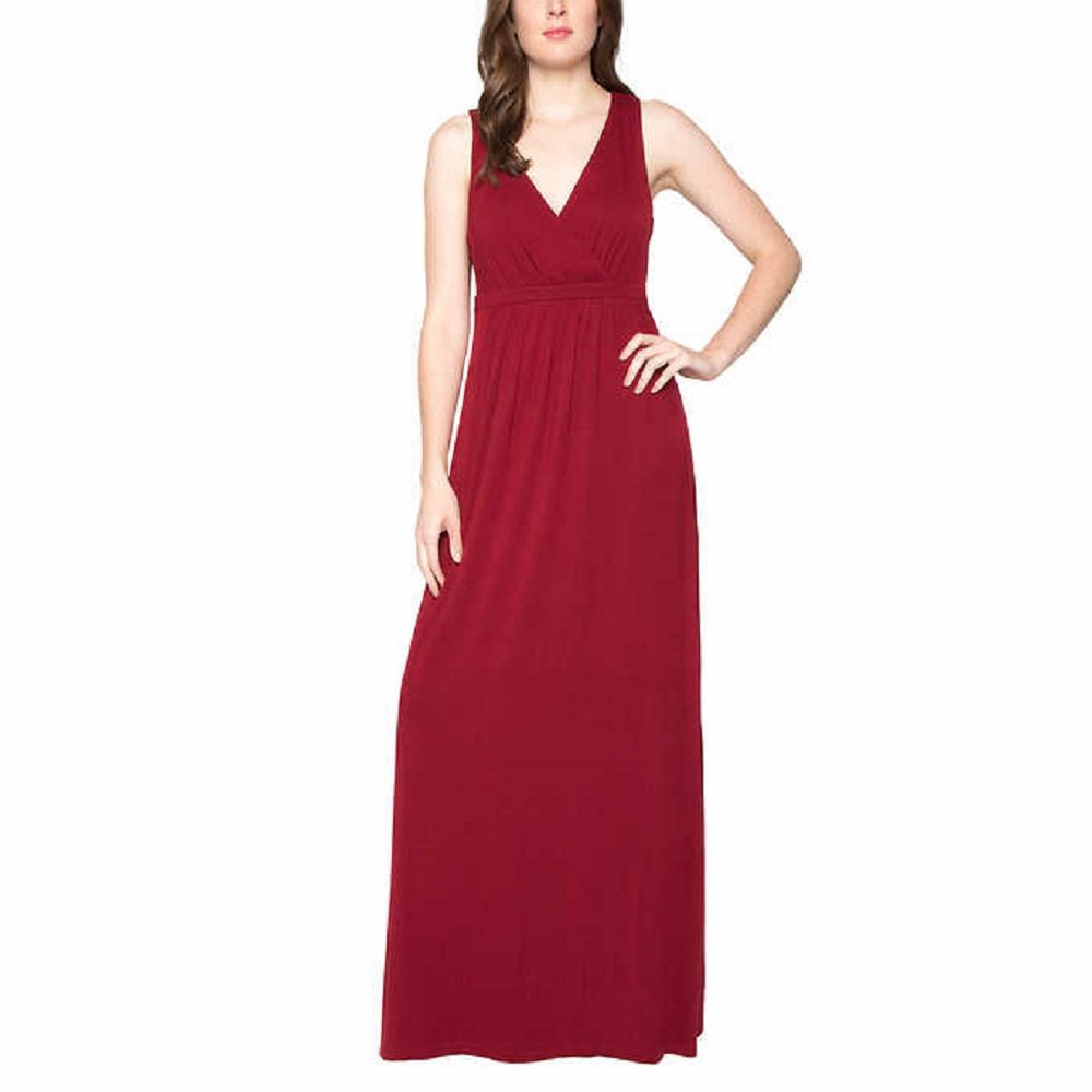 Matty M Womens Crossover V-Neck Pull Over Maxi Dress X-Small, Red 