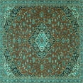 thumbnail image 1 of Ahgly Company Indoor Square Medallion Turquoise Blue Traditional Area Rugs, 4' Square, 1 of 4