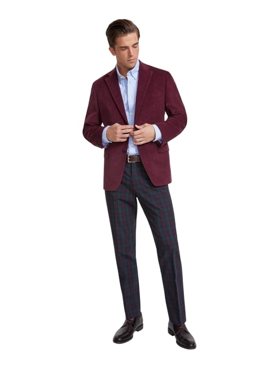 Men's Modern-Fit Corduroy Elbow Patch Sport Coat - Burgundy-40S