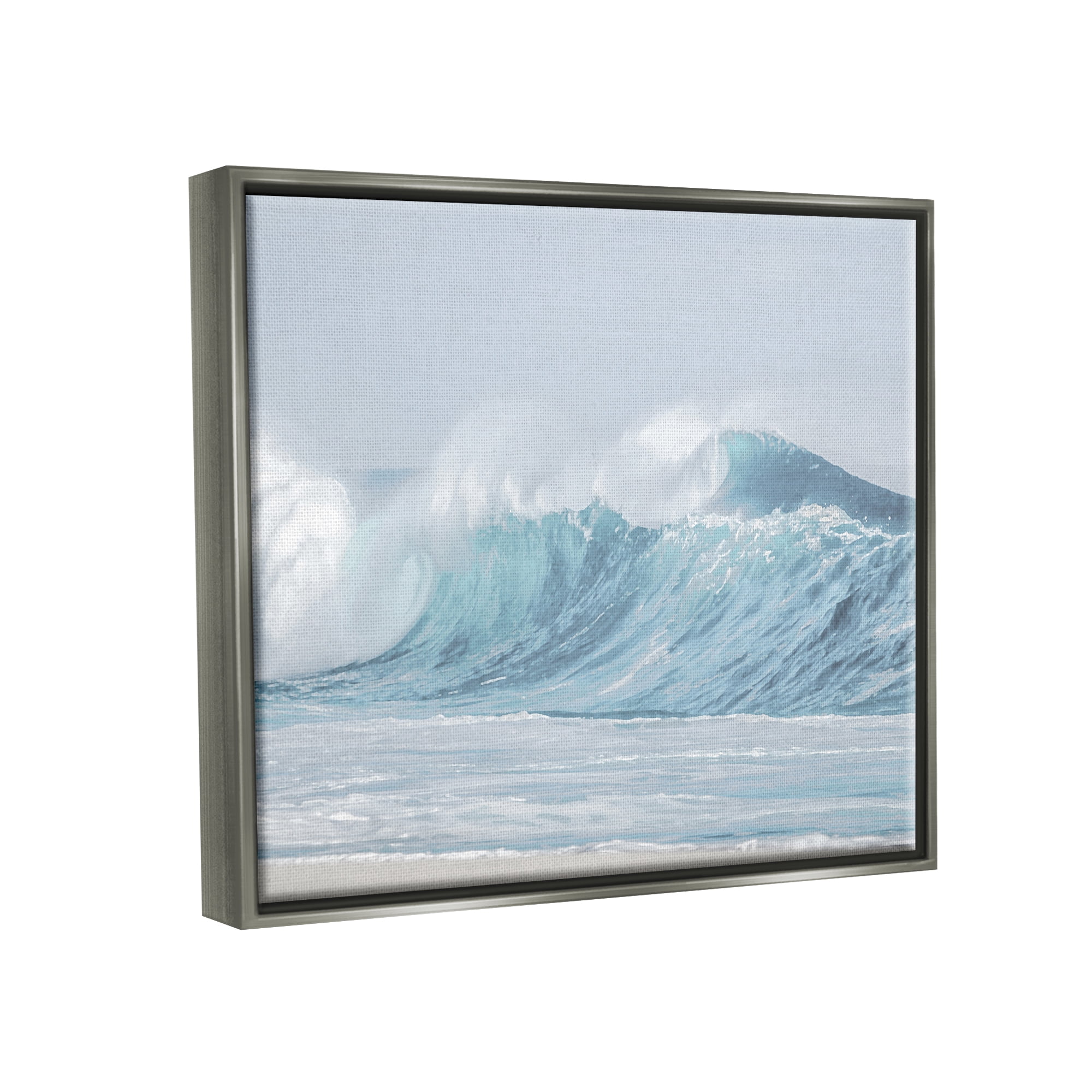 Stupell Industries Ocean Tsunami Waves Landscape Photography Gray Floater Framed Canvas Art Print Wall Art, 21 x 17