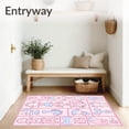 thumbnail image 3 of ODIKA 3'x5' Machine Washable Non-Slip Area Rug, Delightful Alphabet Arrangement with Stylized Characters and Palette High Traffic Rug, Pink, 688209, 3 of 7